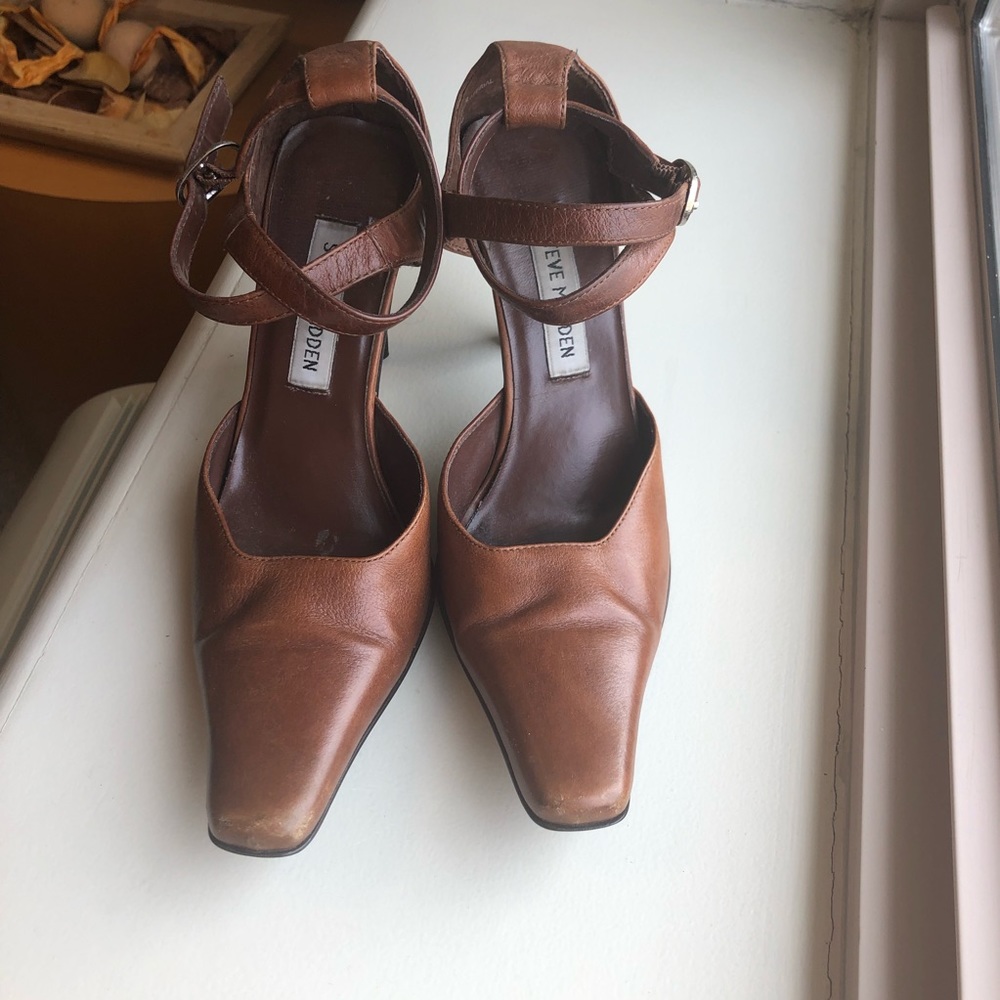 Steve Madden Brown Strappy Square Toe Heels